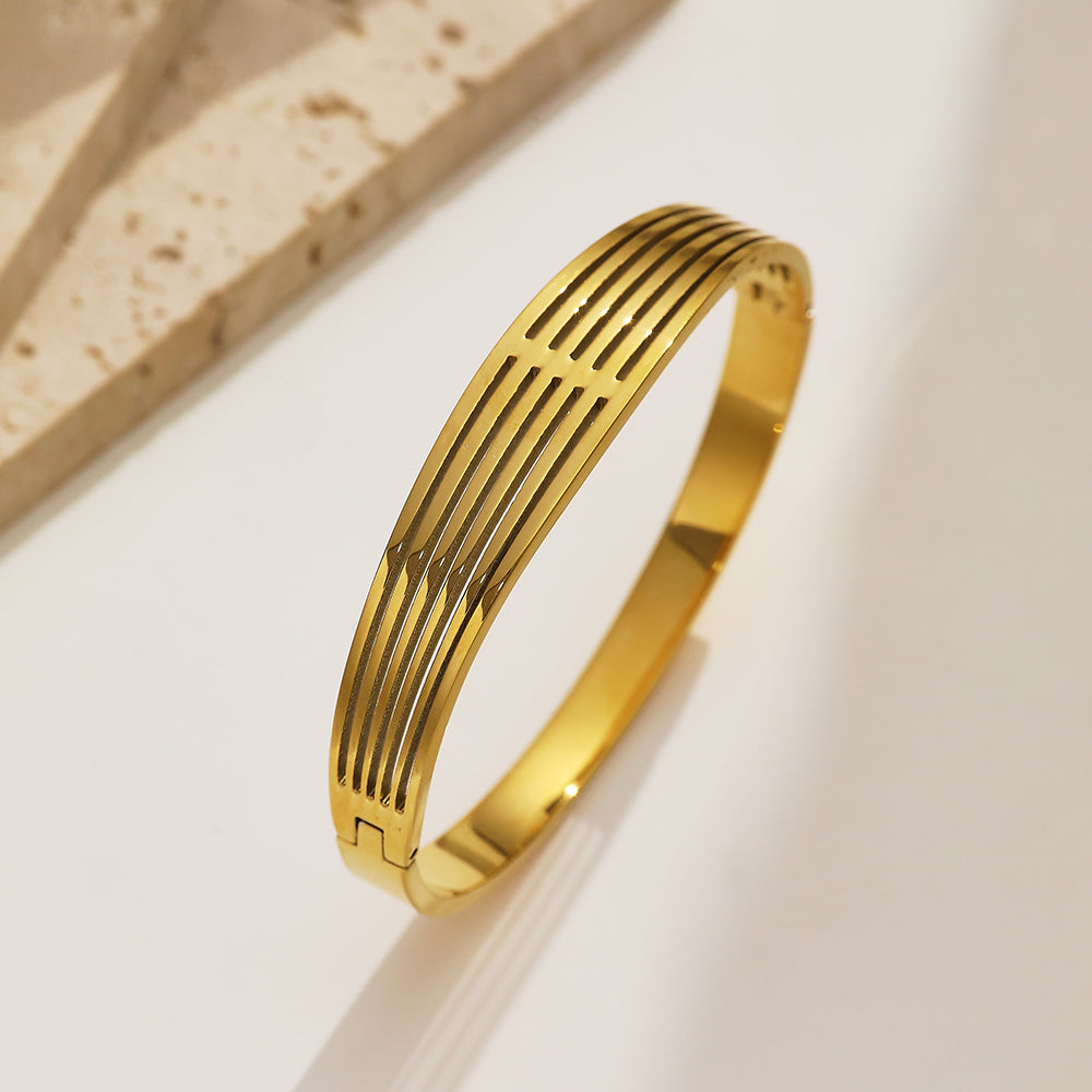 Stainless steel plated 18-karat gold stripe gold bracelet