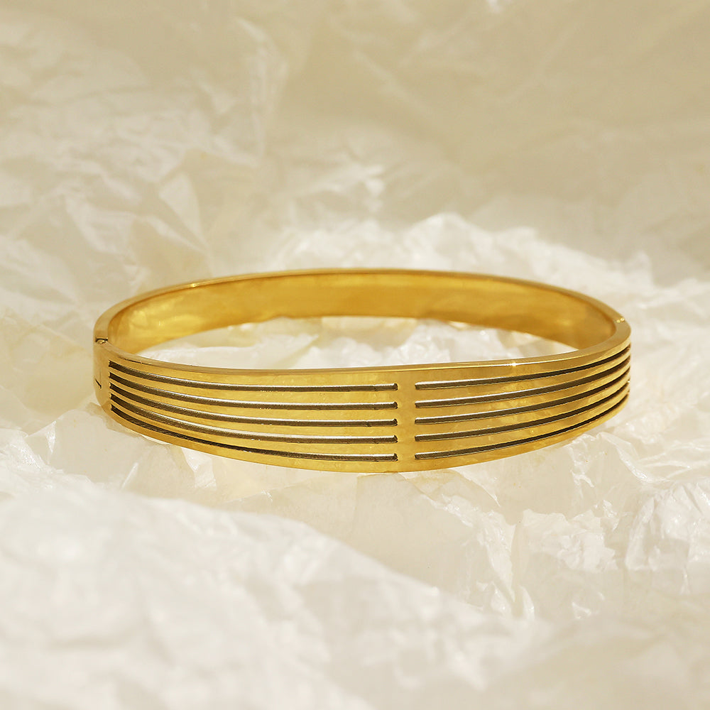 Stainless steel plated 18-karat gold stripe gold bracelet