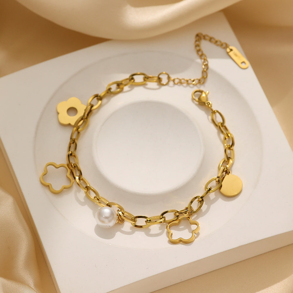 Beaded Flower Charm Bracelet – Everyday Wear Jewelry, Fade Resistant & Elegant