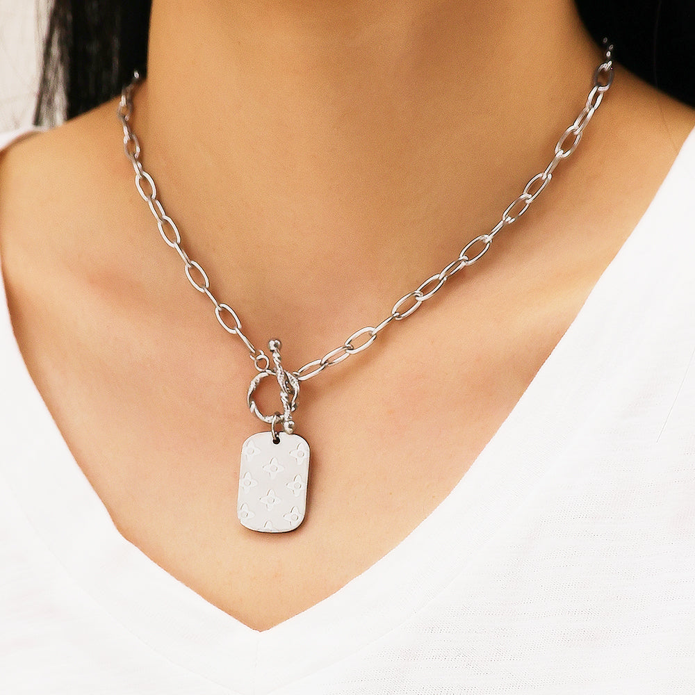 316 Stainless Steel OT Chain Necklace with Heart & Smiley Pendant | Trendy Statement Jewelry for Women