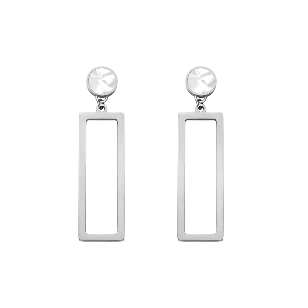 Stainless steel plated 18-karat gold square earrings