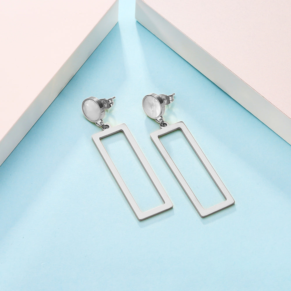 Stainless steel plated 18-karat gold square earrings