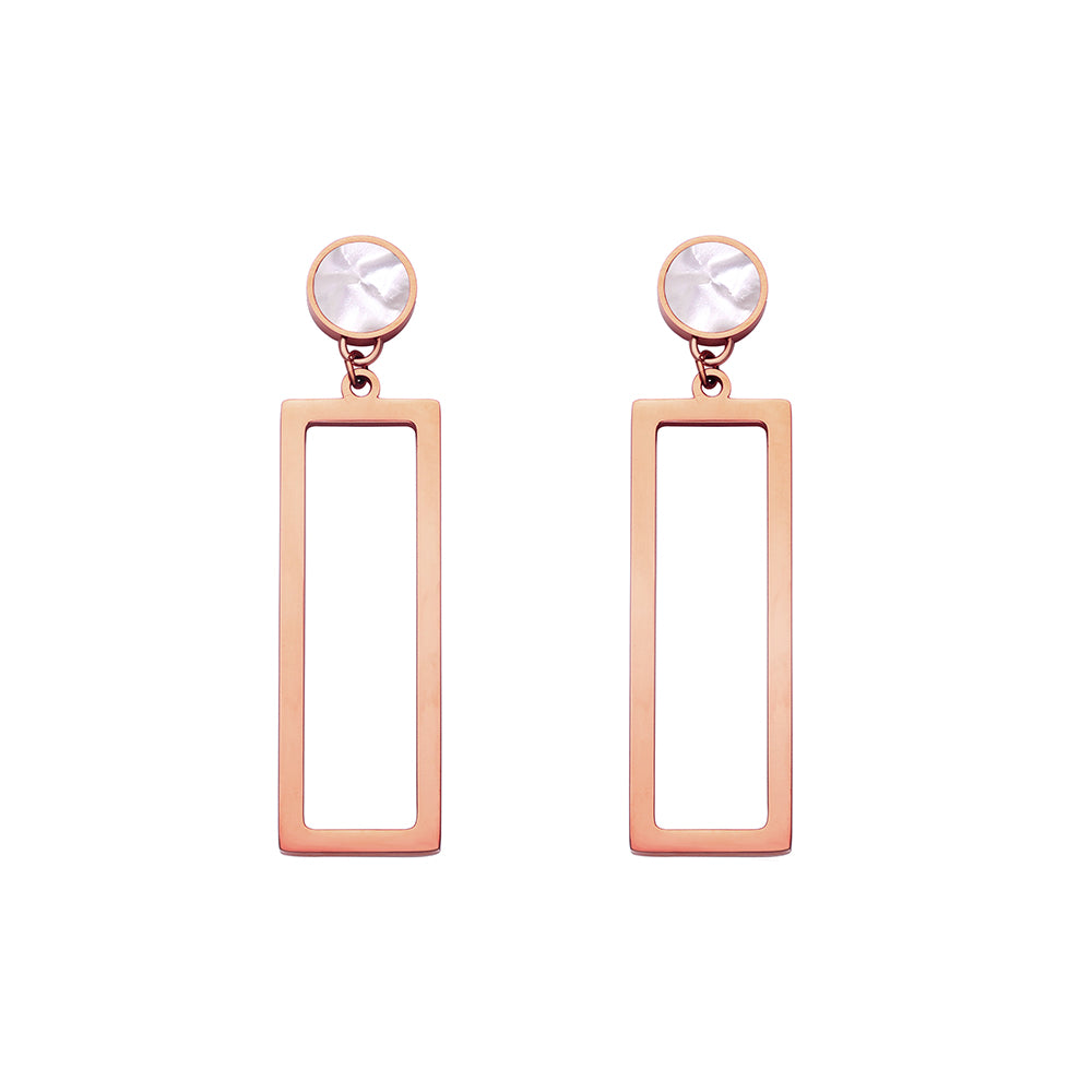 Stainless steel plated 18-karat gold square earrings