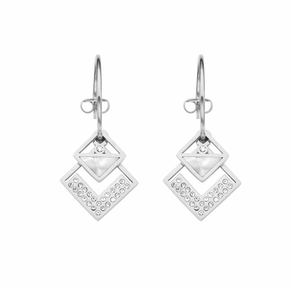 Stainless steel 18K gold plated zircon earrings
