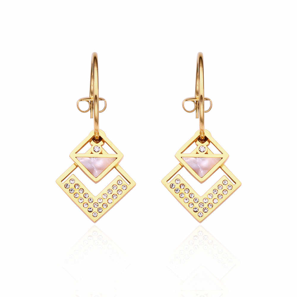 Stainless steel 18K gold plated zircon earrings