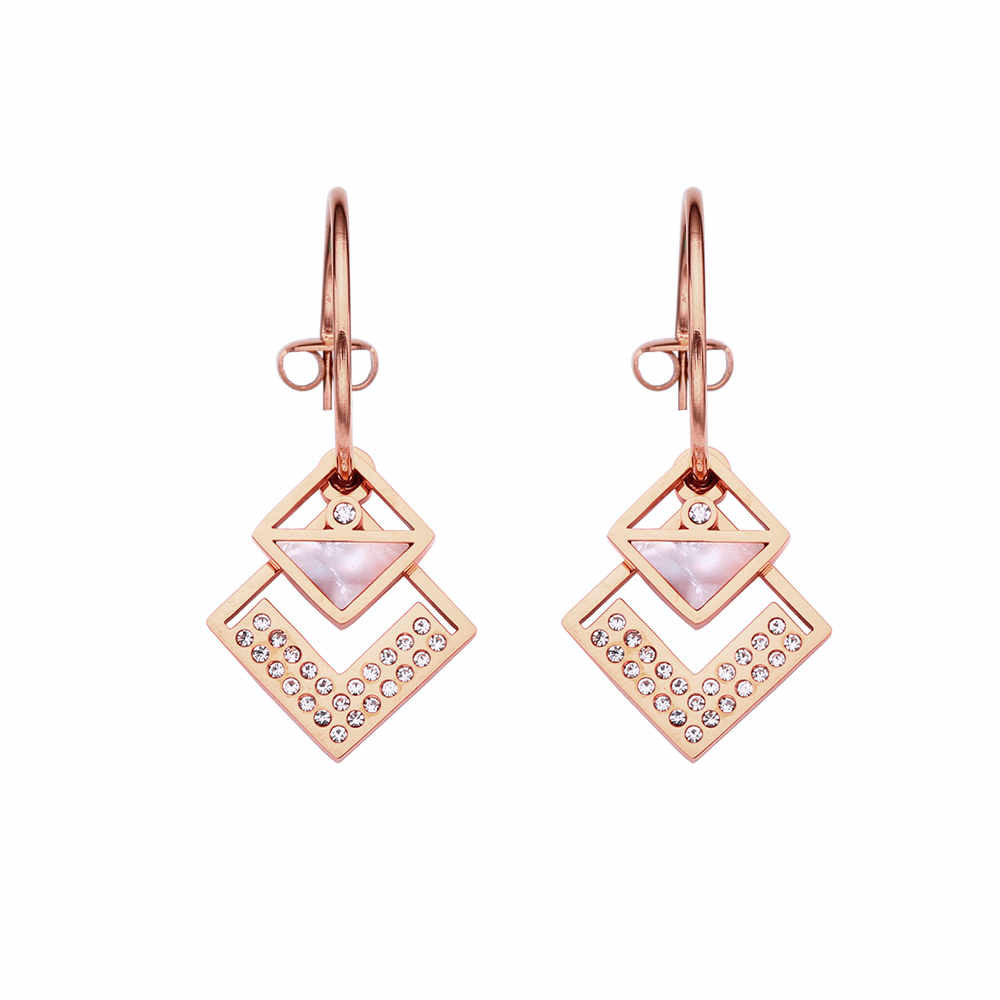 Stainless steel 18K gold plated zircon earrings