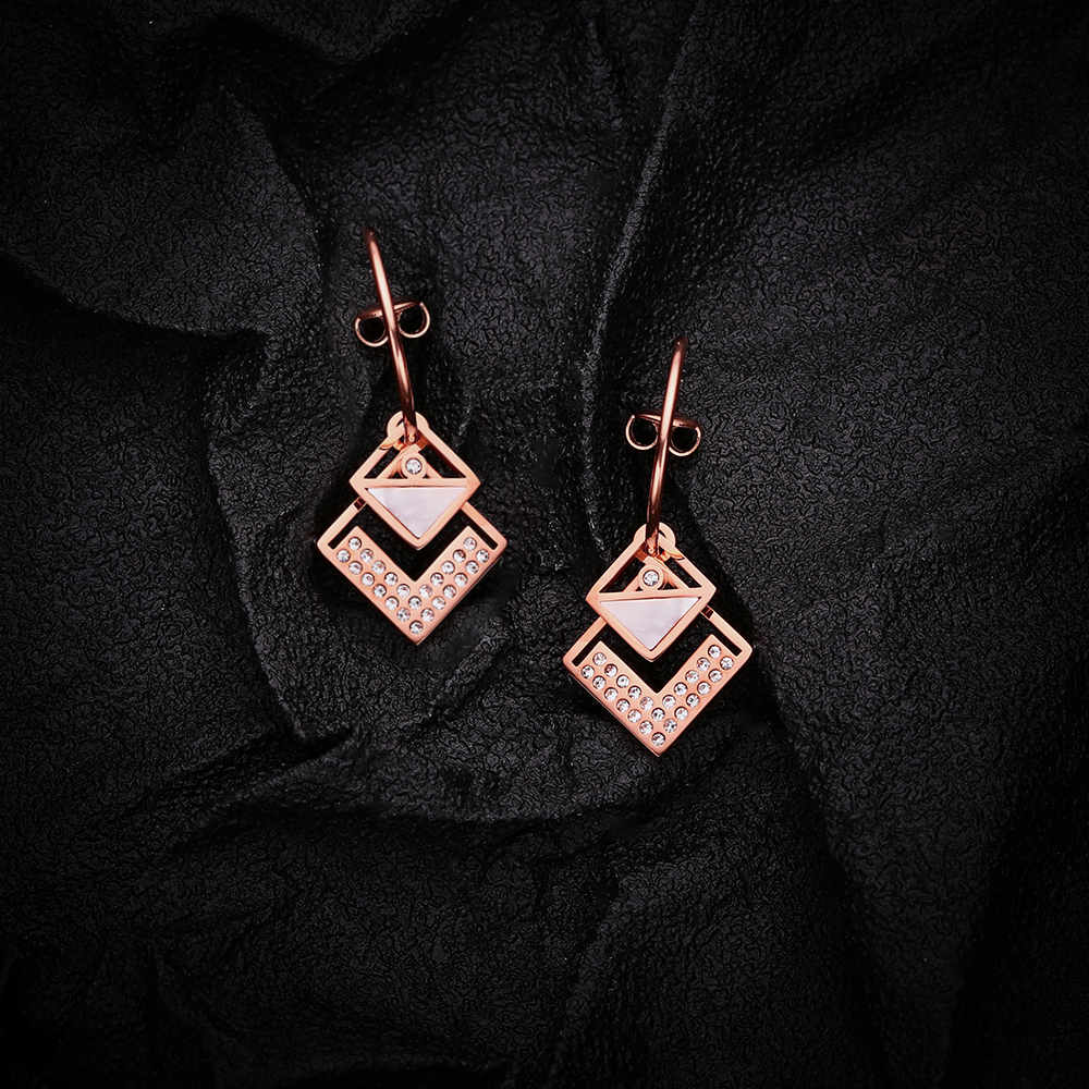 Stainless steel 18K gold plated zircon earrings