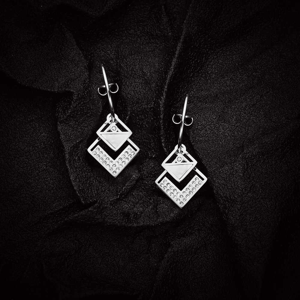 Stainless steel 18K gold plated zircon earrings