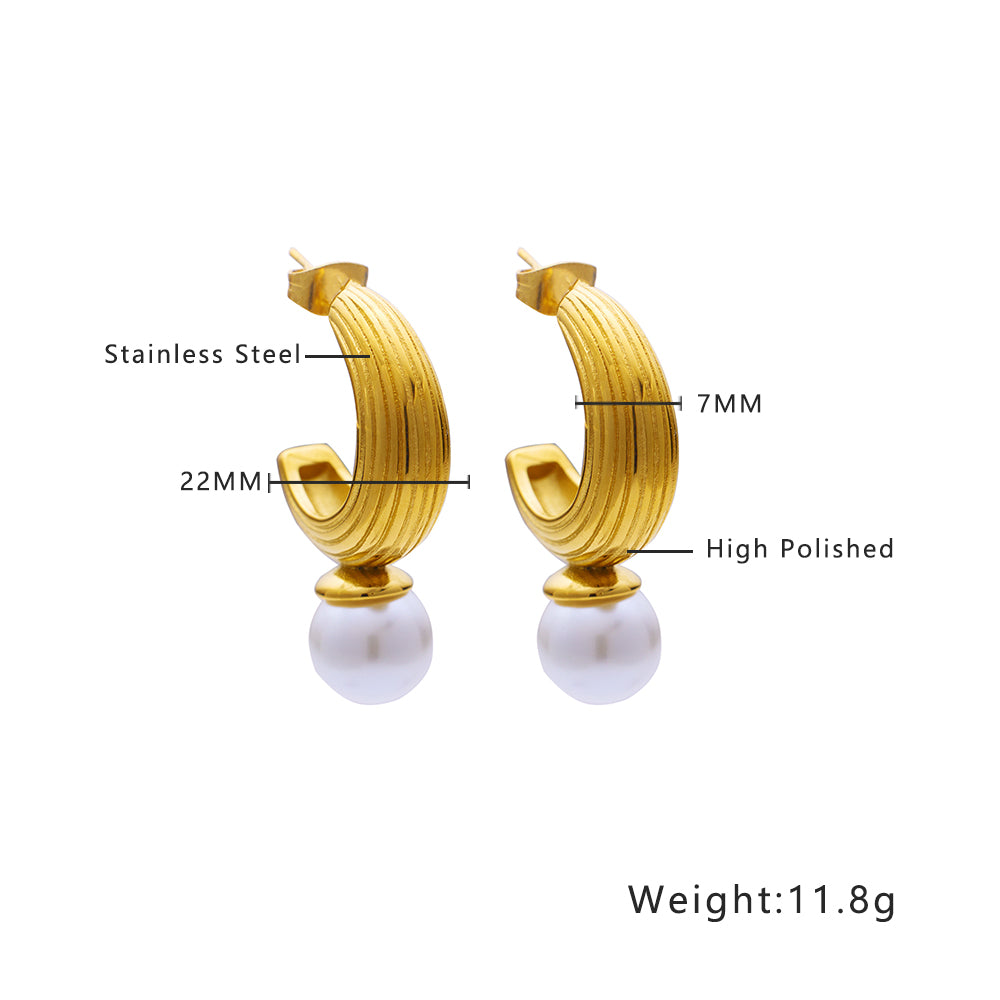 Boucles d'oreilles forme banane en or 18 carats en acier inoxydable