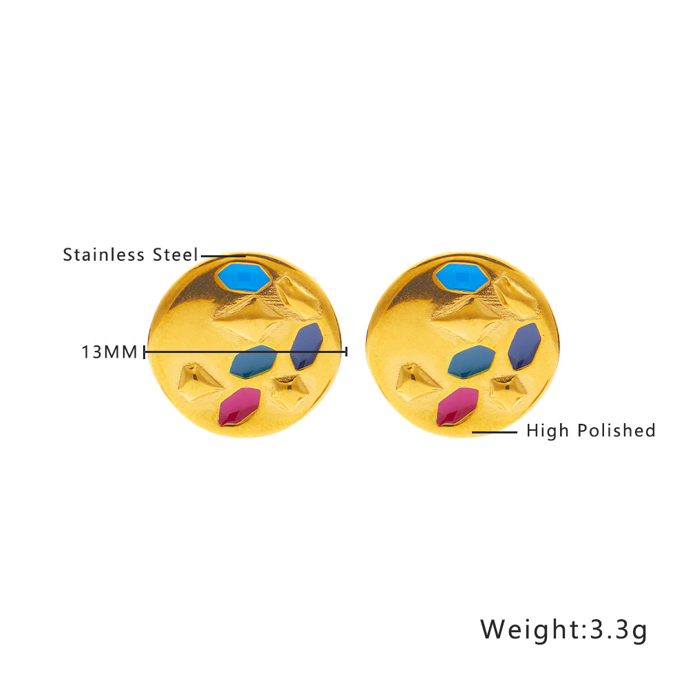 18-karat gold round earrings plated in stainless steel