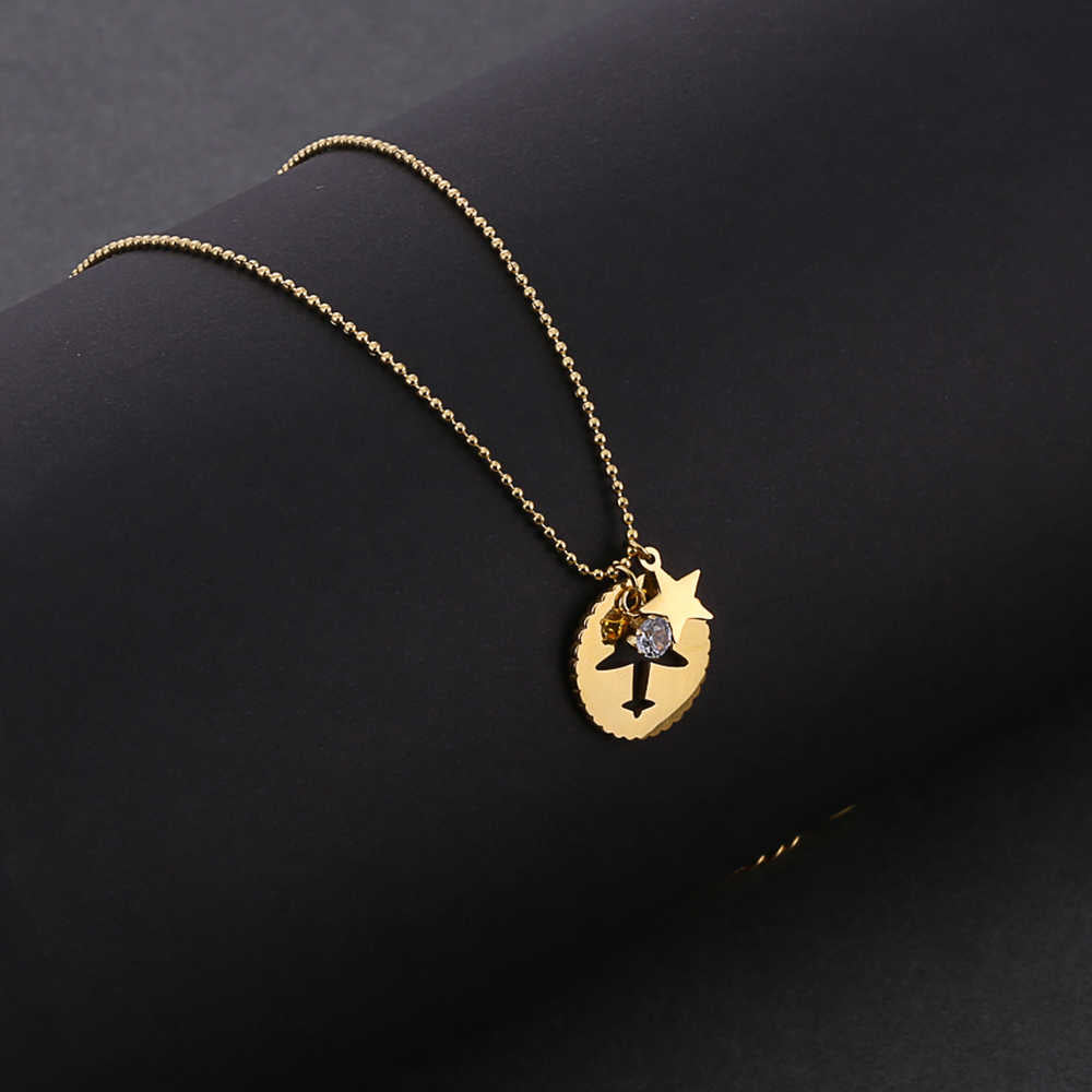 Collier avion en acier inoxydable plaqué or 18 carats
