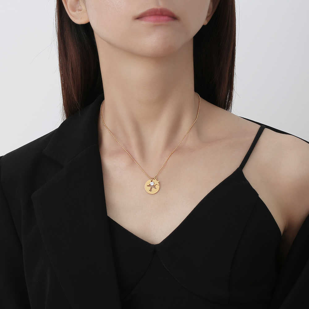 Collier avion en acier inoxydable plaqué or 18 carats