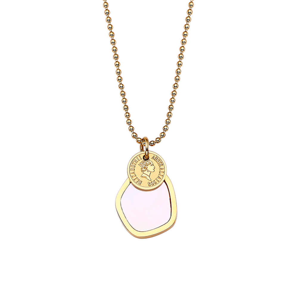 Collier pièce de monnaie en acier inoxydable plaqué or 18 carats