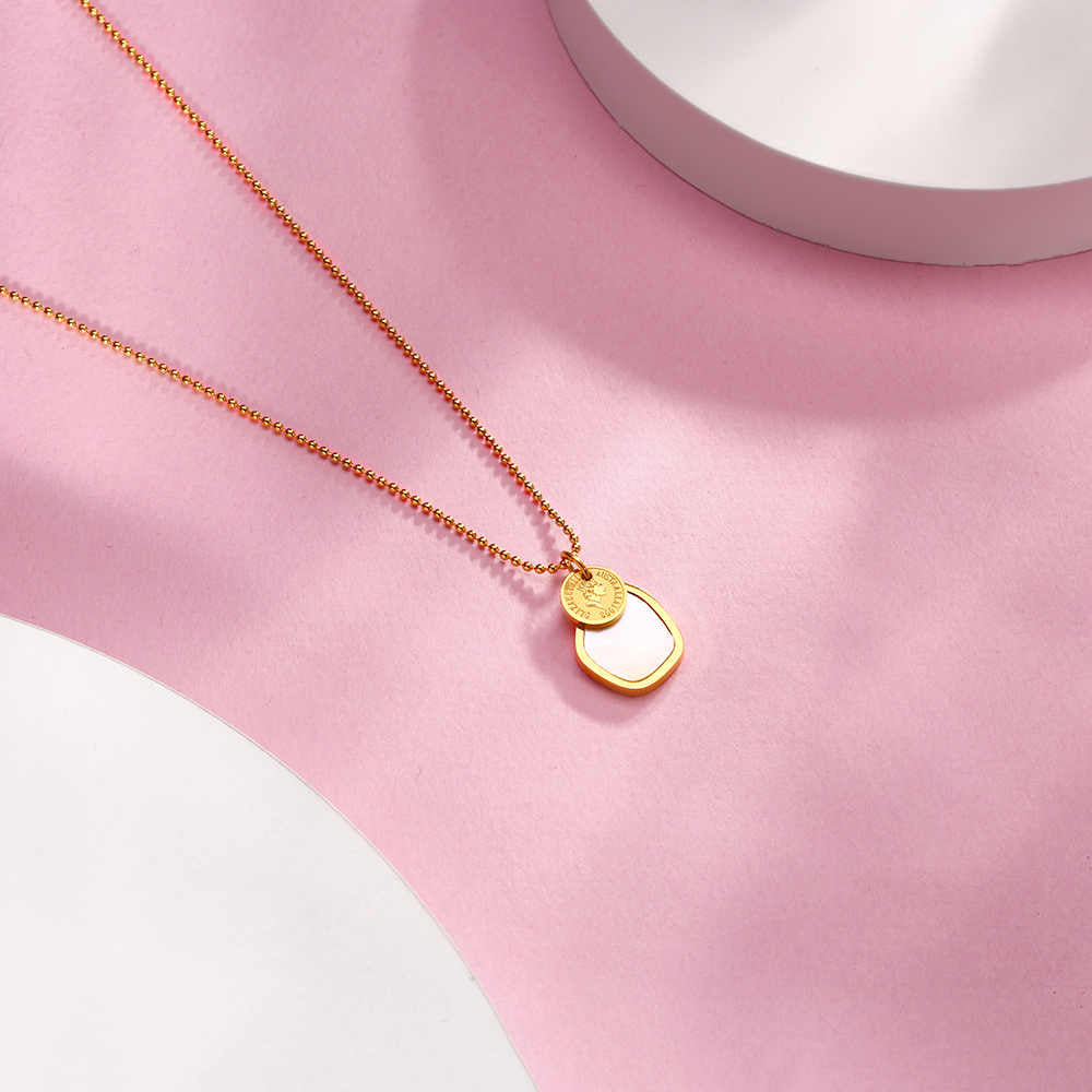 Collier pièce de monnaie en acier inoxydable plaqué or 18 carats