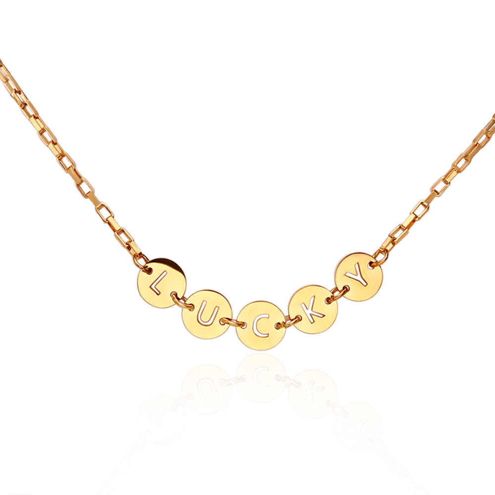 Collier lettre porte-bonheur en acier inoxydable plaqué or 18 carats