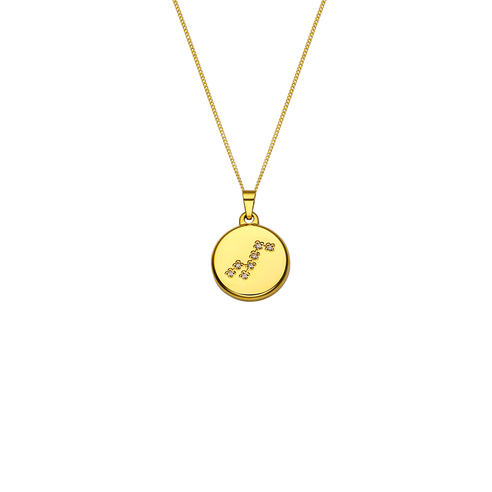 Collier 12 constellations en Acier Inoxydable Plaqué Or 18 Carats