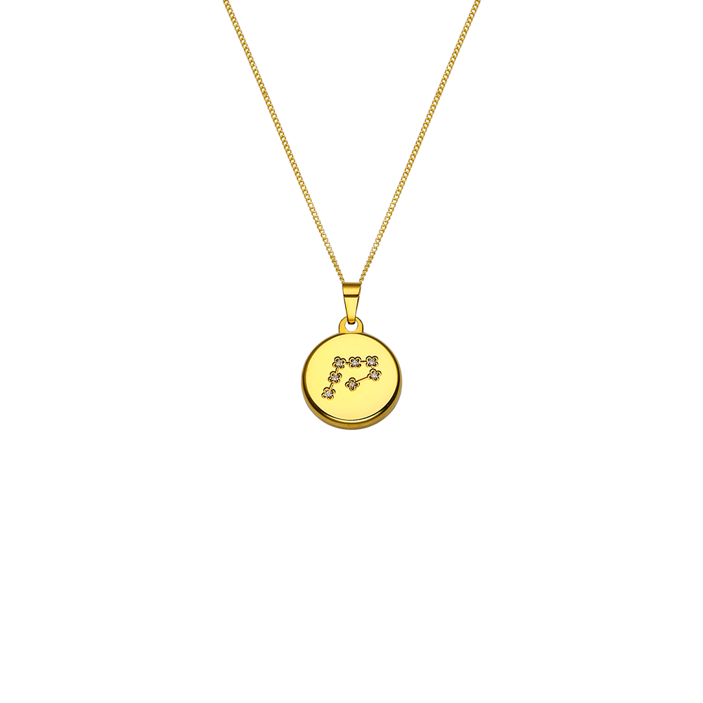 Collier 12 constellations en Acier Inoxydable Plaqué Or 18 Carats