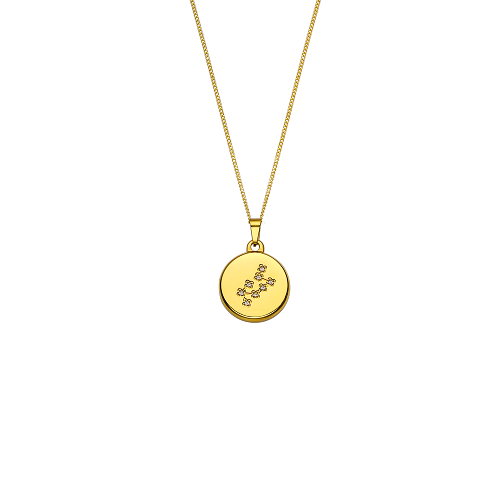Collier 12 constellations en Acier Inoxydable Plaqué Or 18 Carats