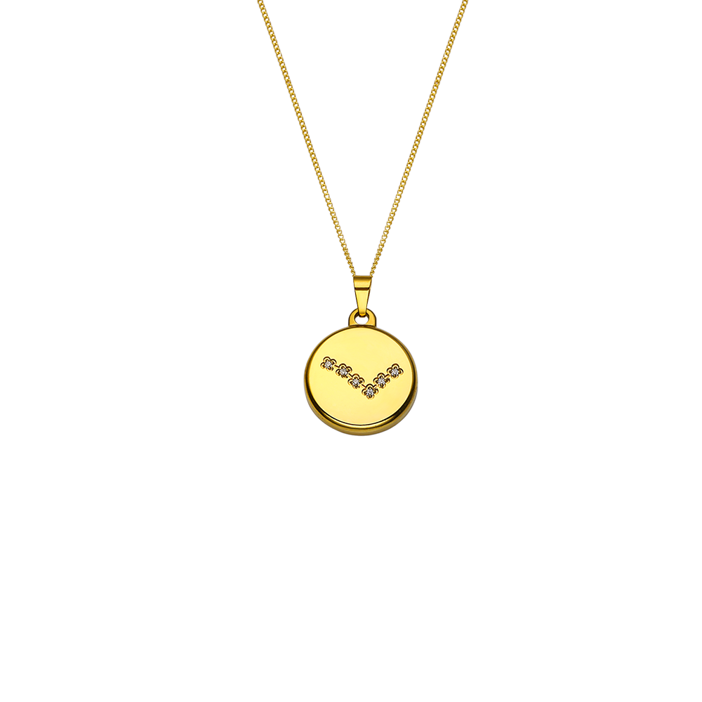 Collier 12 constellations en Acier Inoxydable Plaqué Or 18 Carats