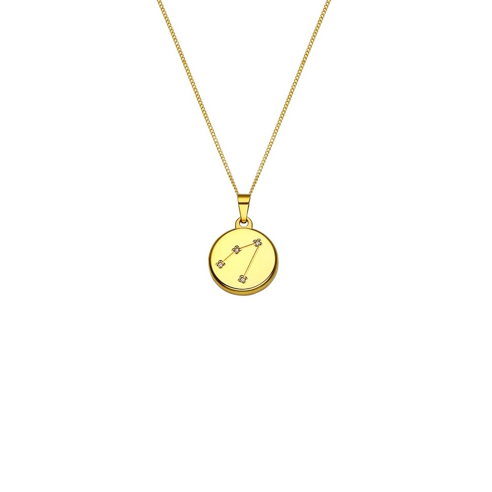 Collier 12 constellations en Acier Inoxydable Plaqué Or 18 Carats