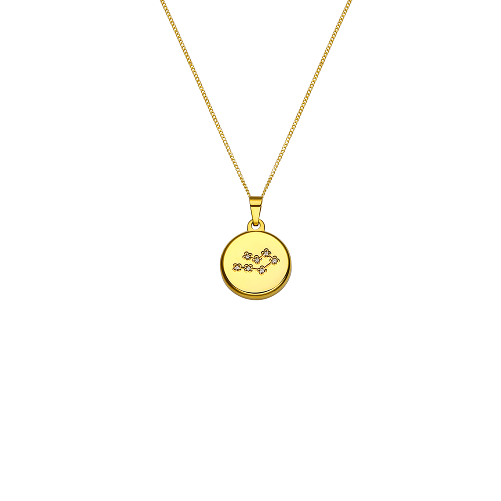 Collier 12 constellations en Acier Inoxydable Plaqué Or 18 Carats