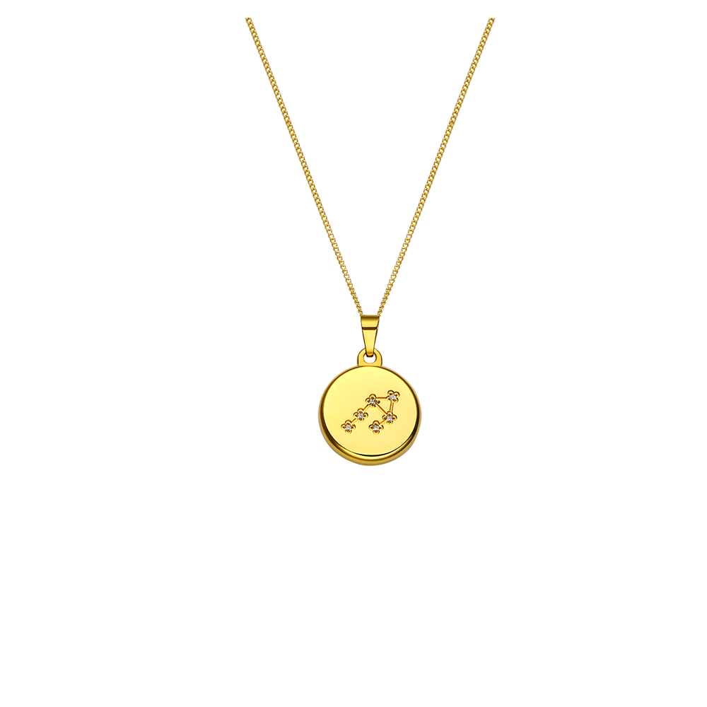 Collier 12 constellations en Acier Inoxydable Plaqué Or 18 Carats
