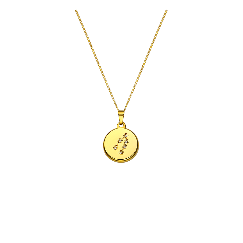 Collier 12 constellations en Acier Inoxydable Plaqué Or 18 Carats