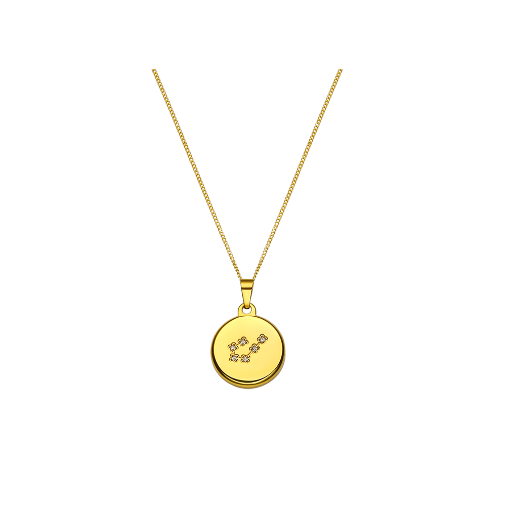 Collier 12 constellations en Acier Inoxydable Plaqué Or 18 Carats