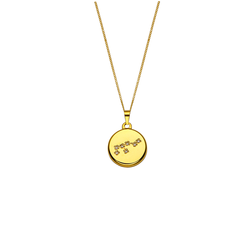 Collier 12 constellations en Acier Inoxydable Plaqué Or 18 Carats
