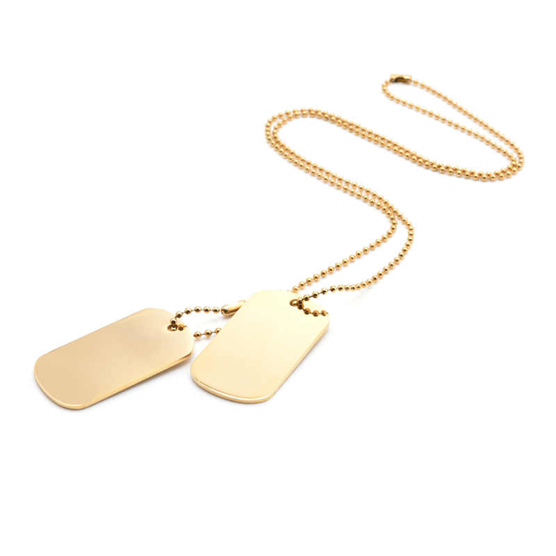 Collier plaque homme en acier inoxydable plaqué or 18 carats