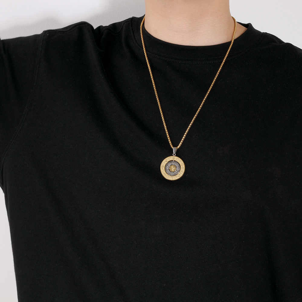 Collier créatif pour homme en acier inoxydable plaqué or 18 carats