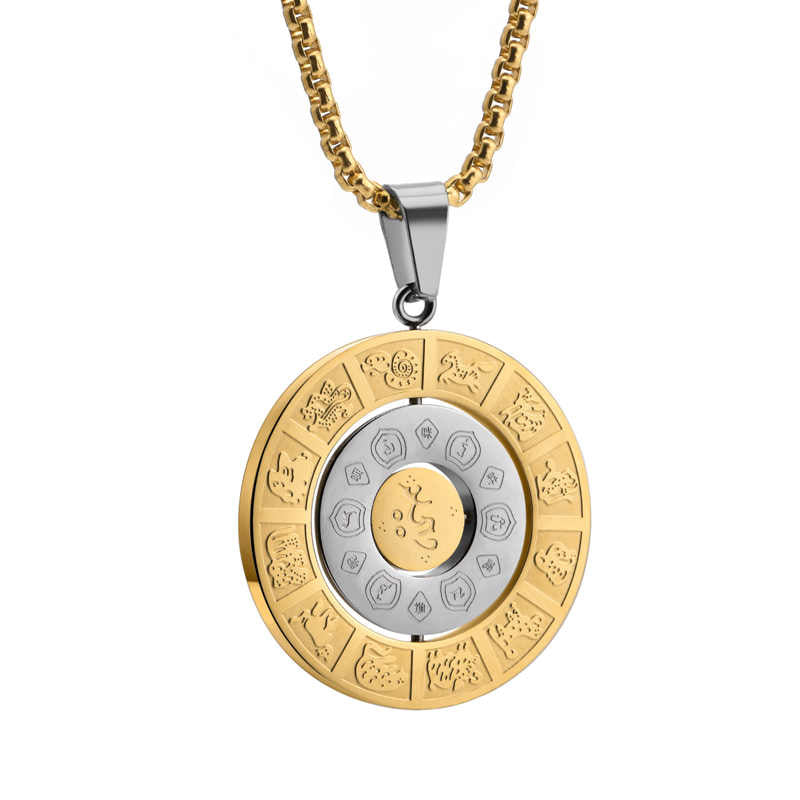 Collier créatif pour homme en acier inoxydable plaqué or 18 carats
