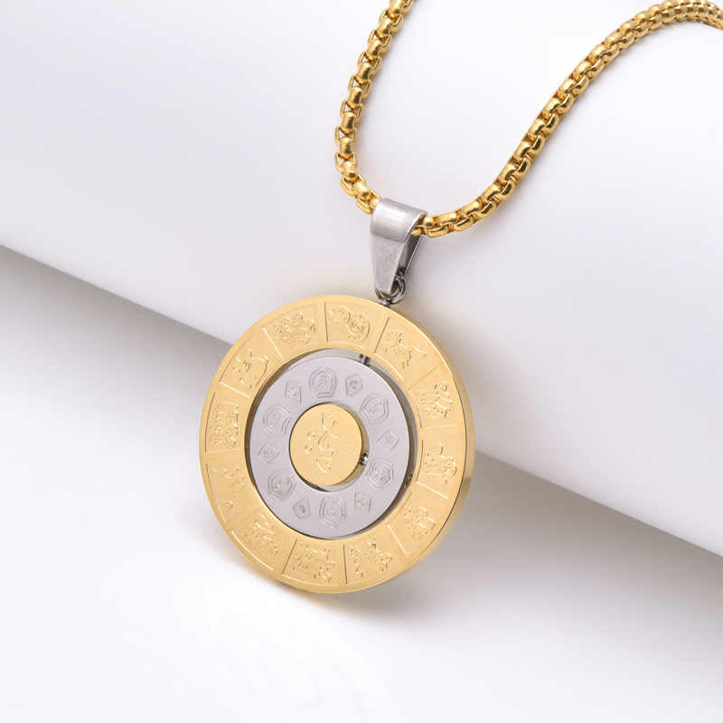 Collier créatif pour homme en acier inoxydable plaqué or 18 carats