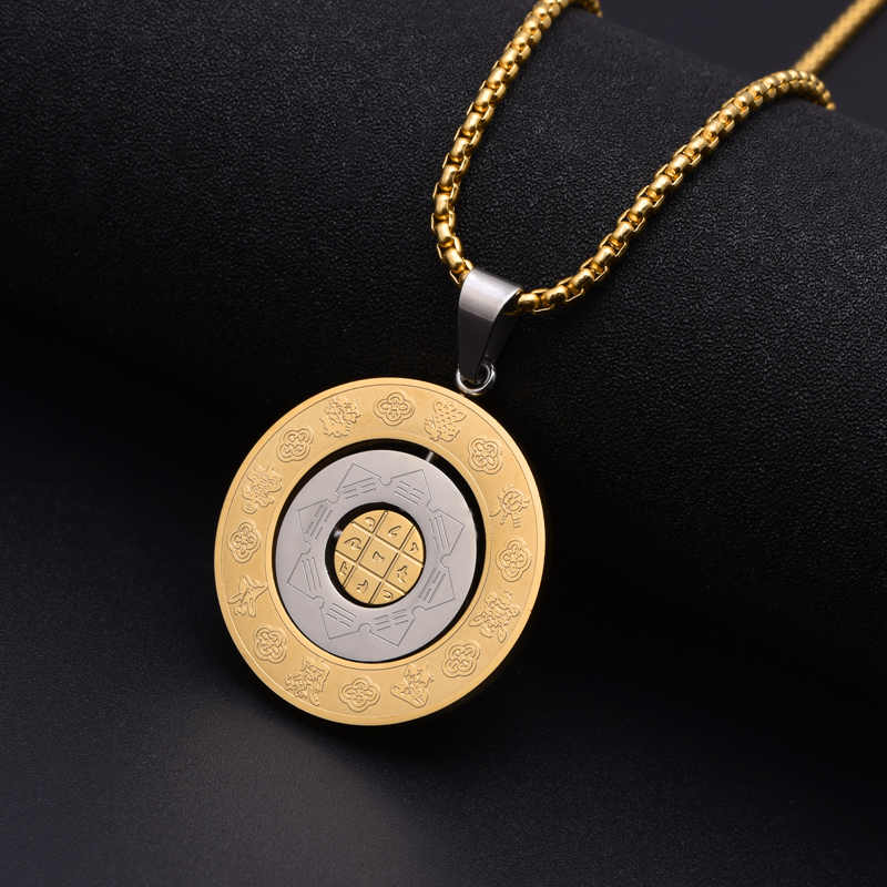 Collier créatif pour homme en acier inoxydable plaqué or 18 carats