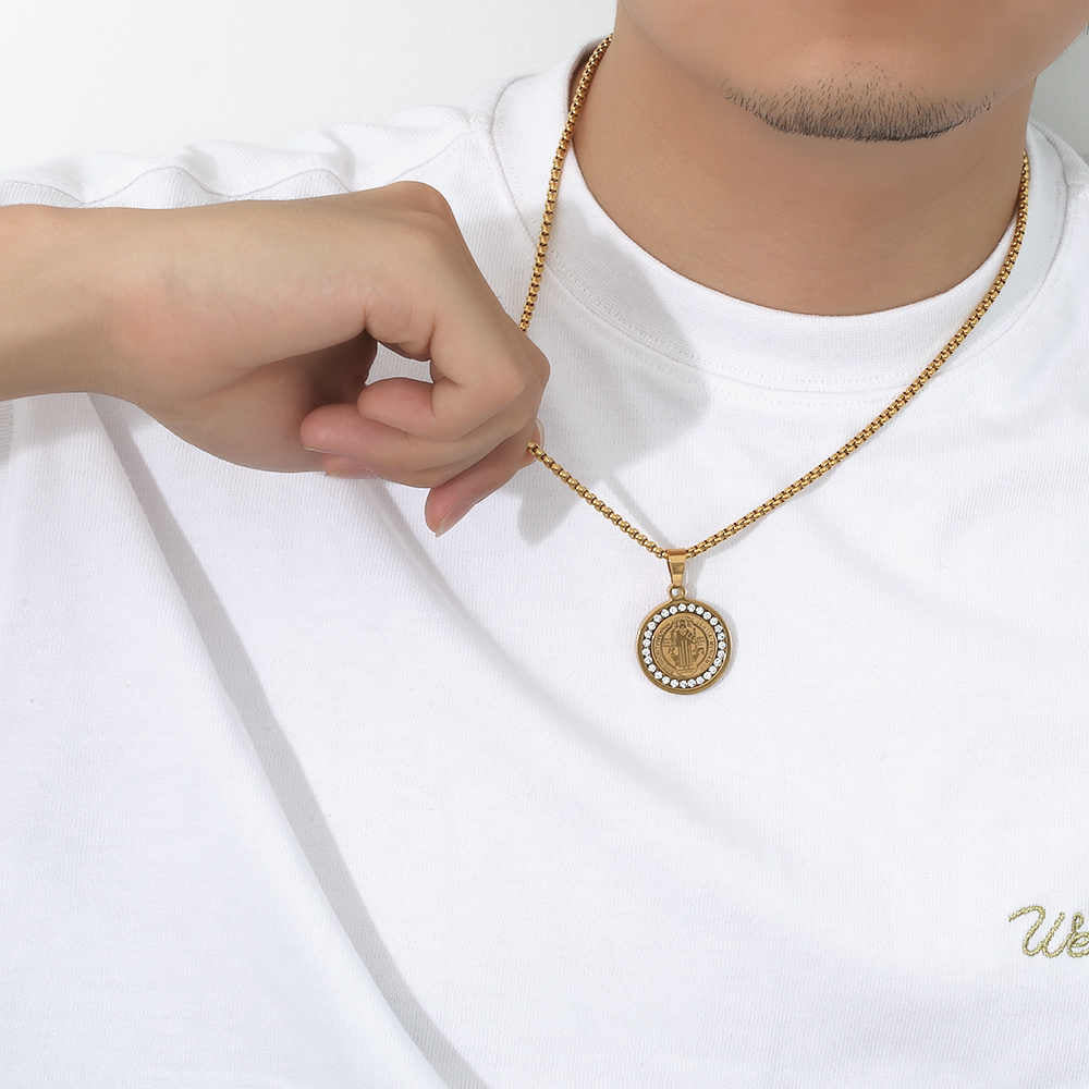 Collier créatif pour homme en acier inoxydable plaqué or 18 carats