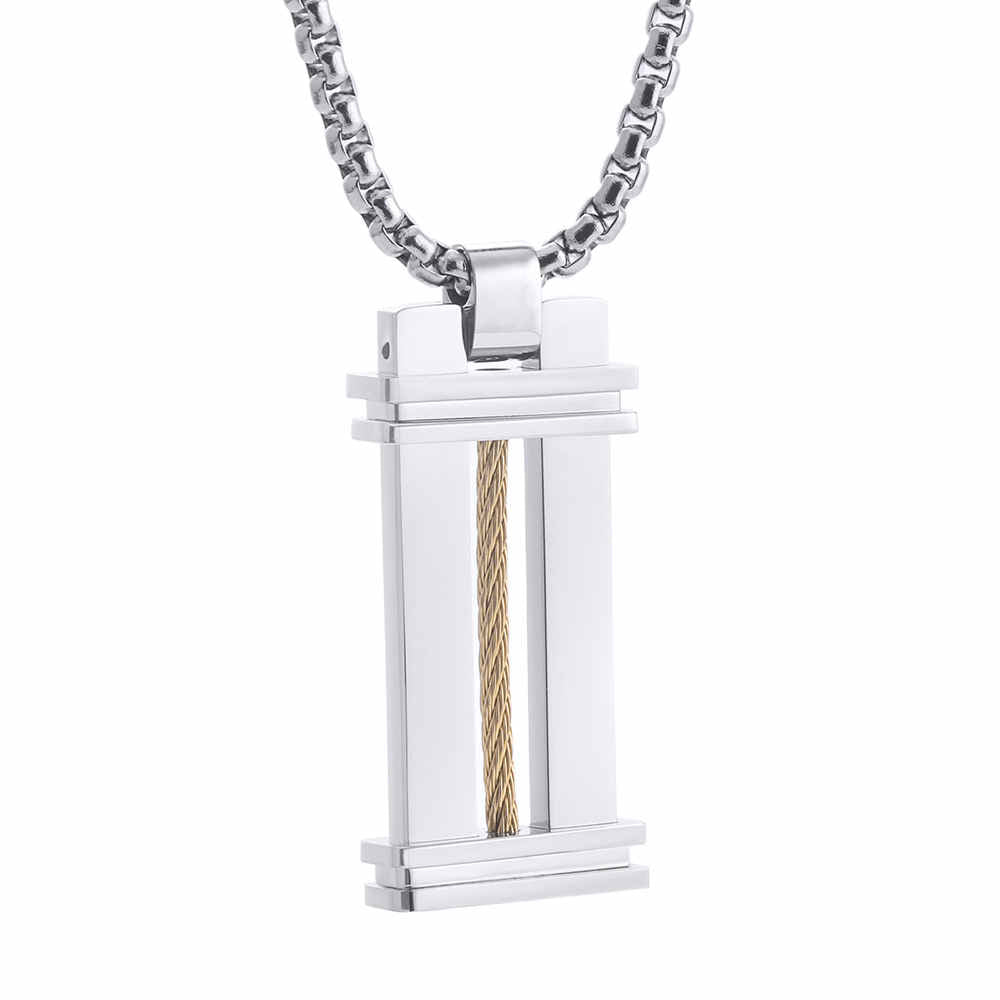 Collier de mode pour hommes en acier inoxydable plaqué or 18 carats