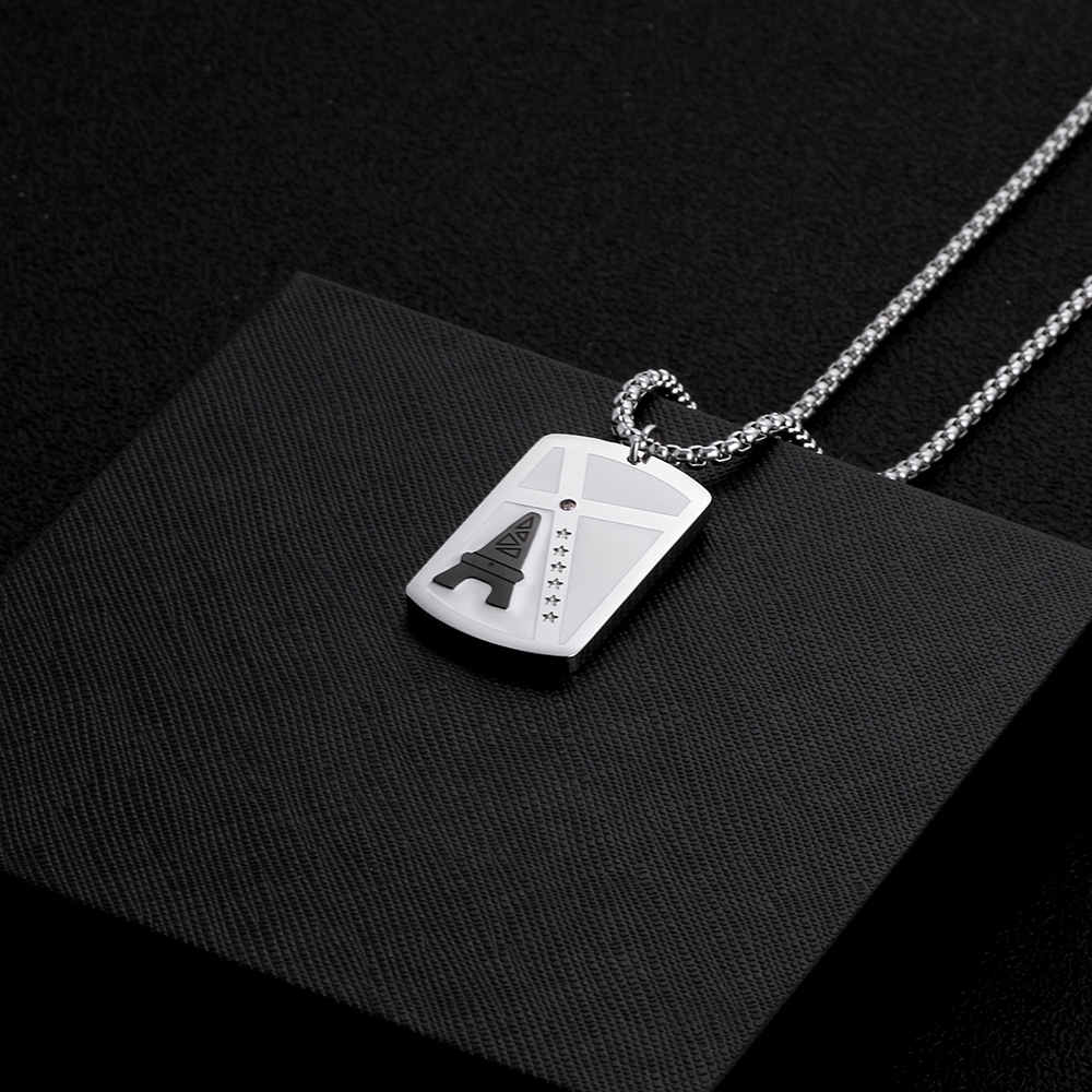 Collier pyramide pour homme en acier inoxydable plaqué or 18 carats