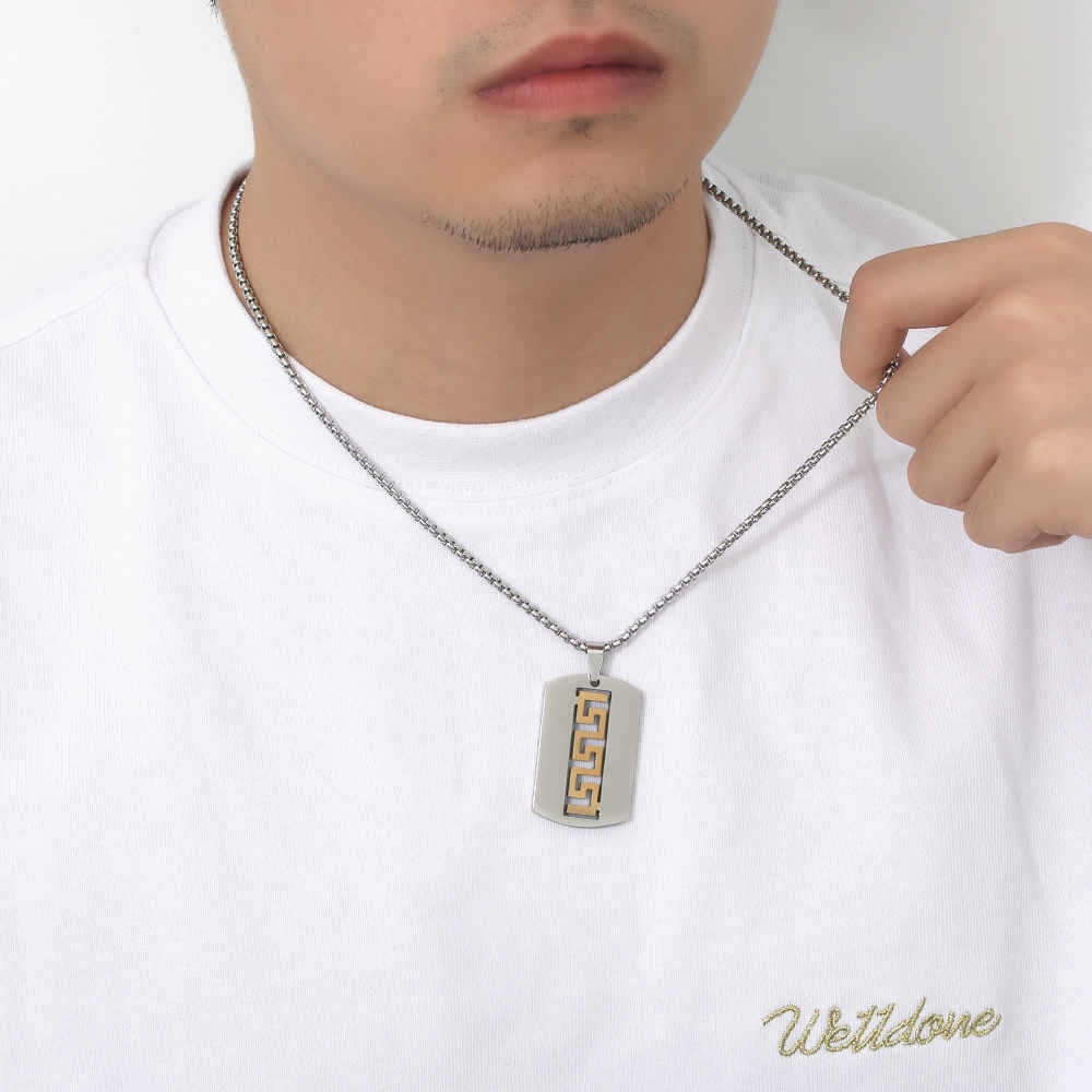 Collier de mode pour hommes en acier inoxydable plaqué or 18 carats