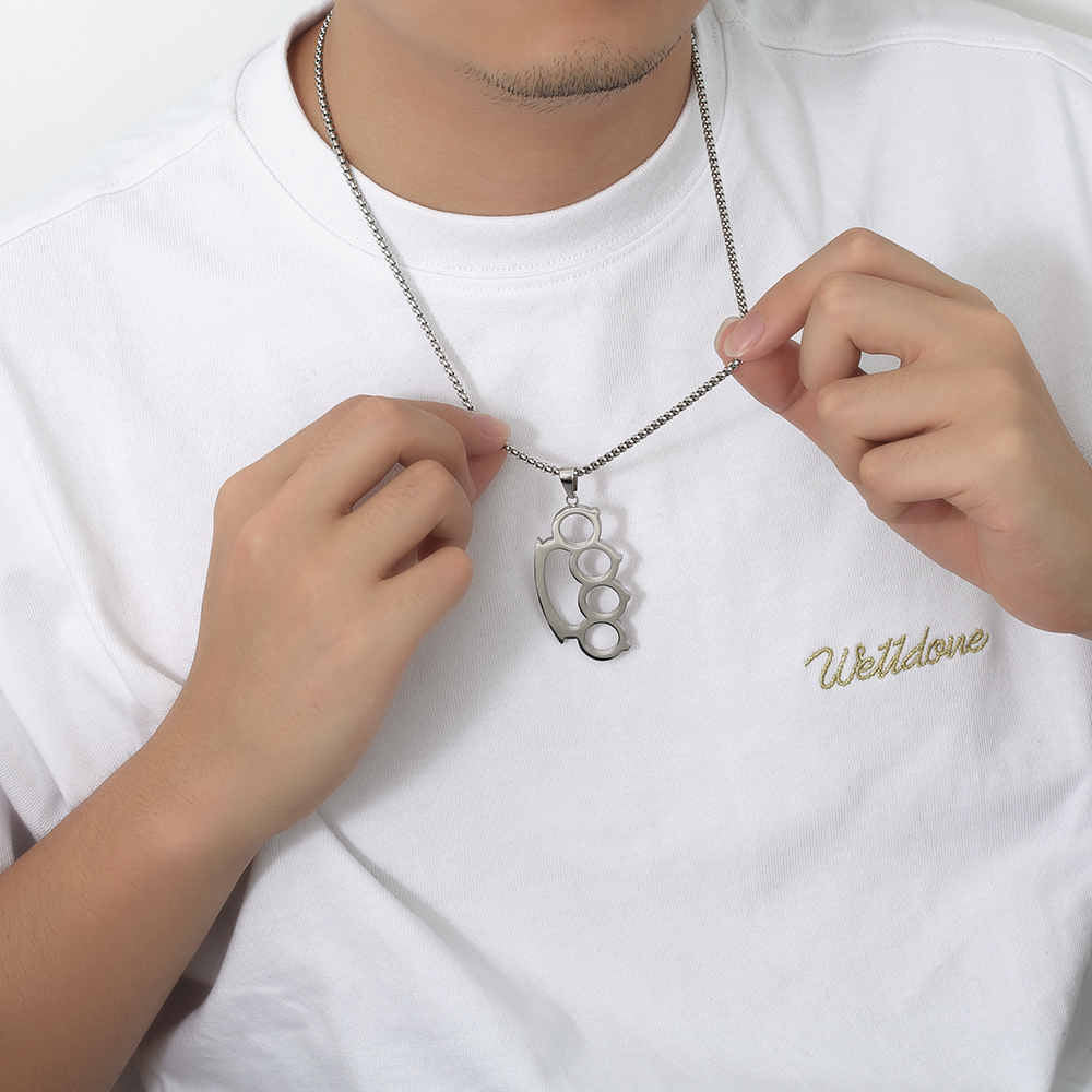 Collier de mode pour hommes en acier inoxydable plaqué or 18 carats
