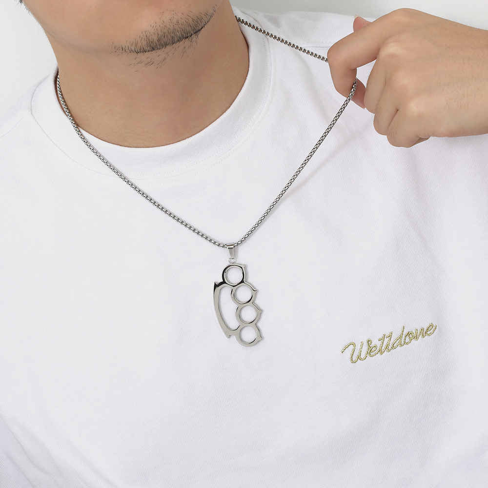 Collier de mode pour hommes en acier inoxydable plaqué or 18 carats