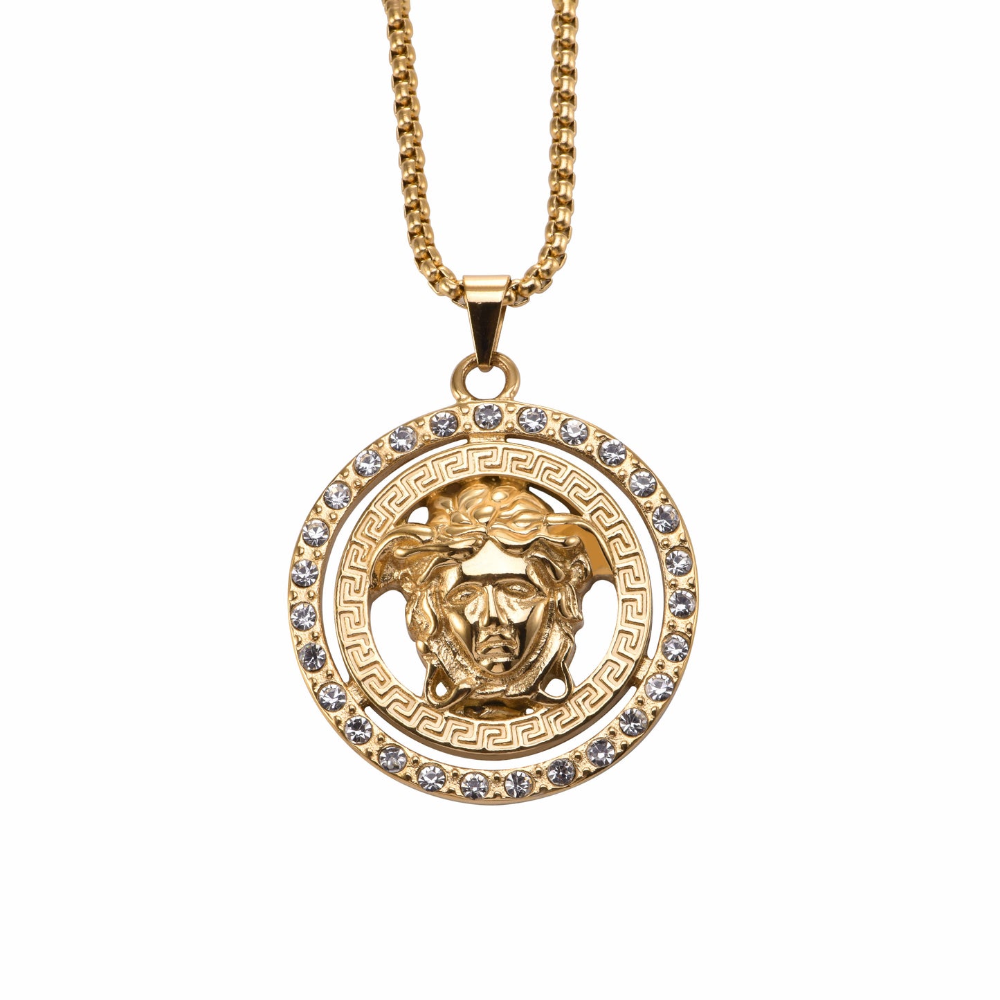 Collier de mode pour hommes en acier inoxydable plaqué or 18 carats
