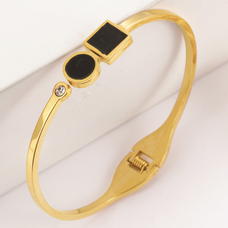 Armband aus Edelstahl mit 18 Karat vergoldetem vierblättrigem Kleeblatt