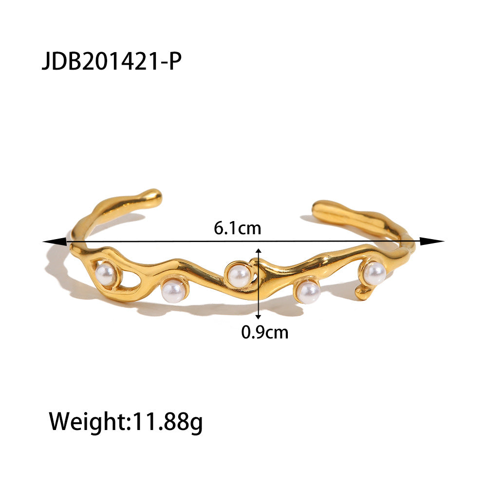 Bracelet français en acier inoxydable plaqué or 18 carats