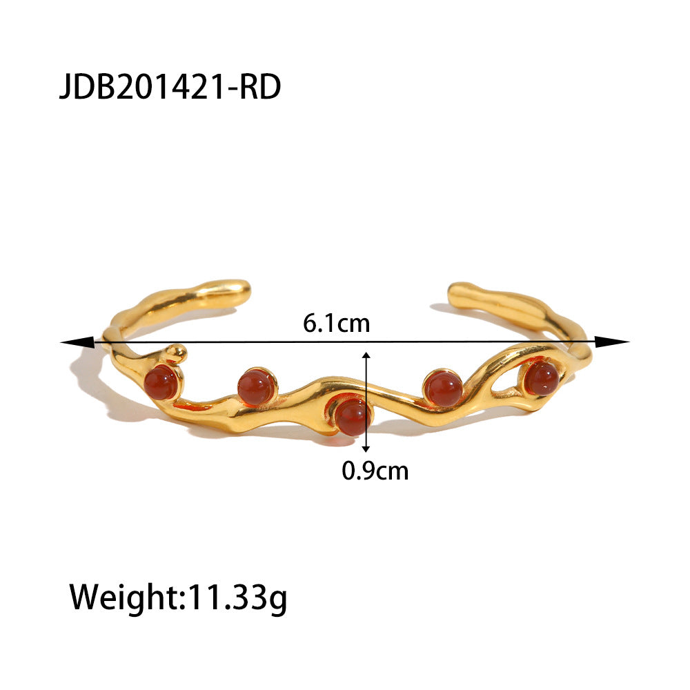 Bracelet français en acier inoxydable plaqué or 18 carats