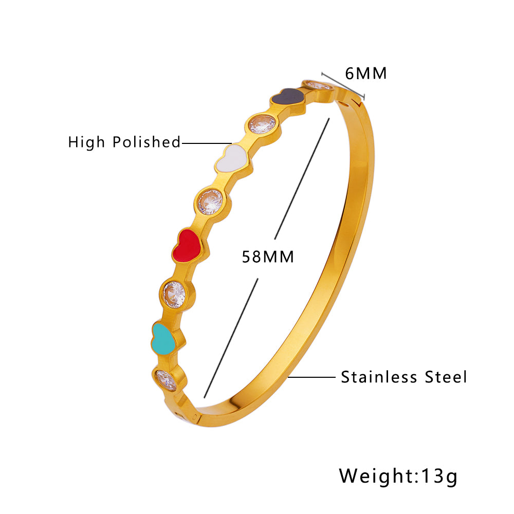 Edelstahlplattiertes 18 Karat Gold-Herz-Diamant-Armband