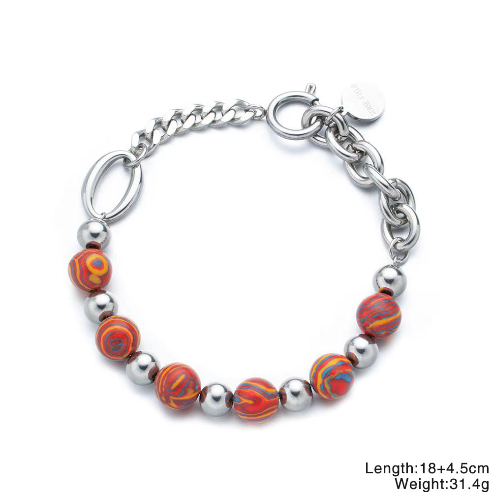Colorful Planet Stone Bracelet – Handmade Unisex Bracelet with Colorful Planet Stones