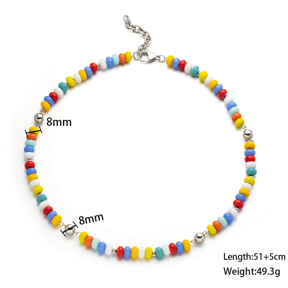Rainbow Gemstone Necklace – Colorful Natural Stone Handmade Necklace, Unisex Jewelry