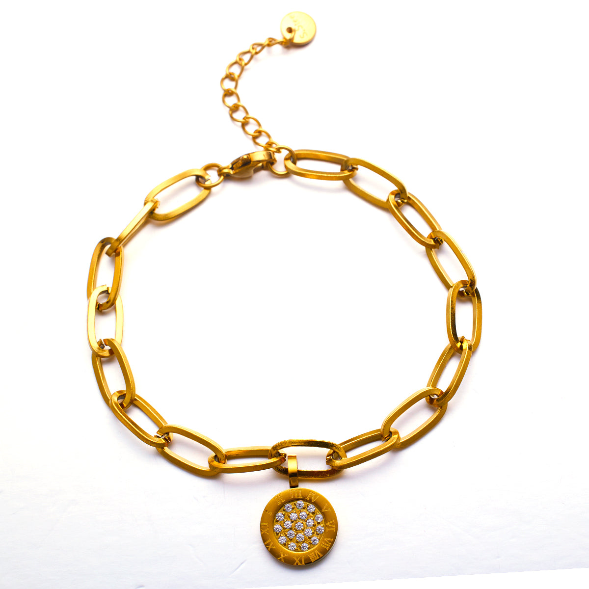 Edelstahlplattiertes 18-Karat-Goldarmband mit Diamant