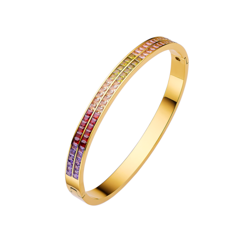 Edelstahlplattiertes 18 Karat goldfarbenes Diamantarmband