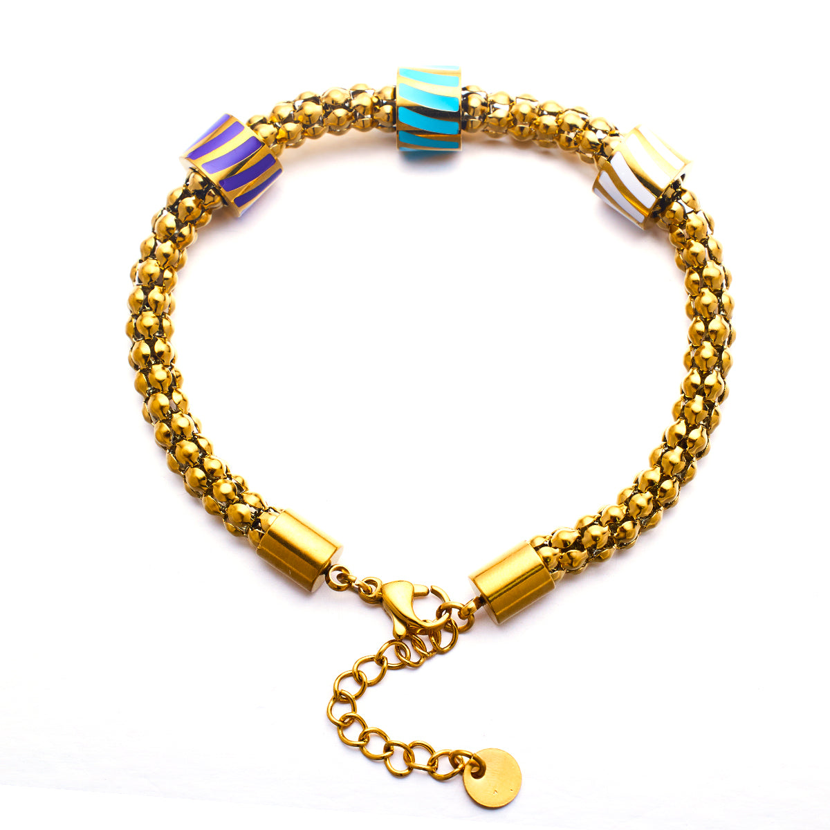 Dreifarbiges Armband aus Edelstahl mit 18 Karat Goldauflage